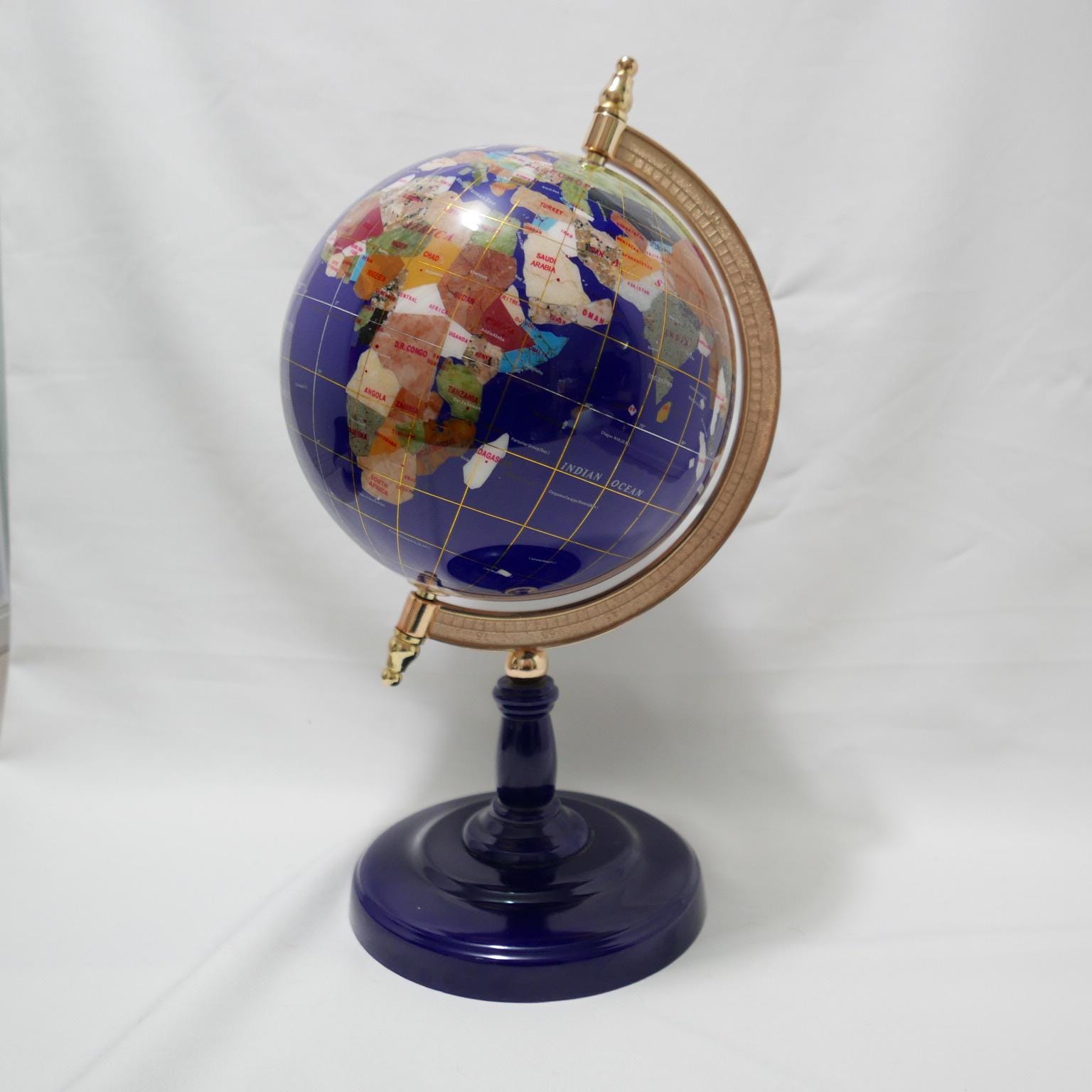 宝石付き大型ラピスラズリ地球儀 - ヴィンテージ 1990 - Etsy 日本