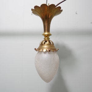 Brass ceiling lamp with glass ball - mid century - vintage