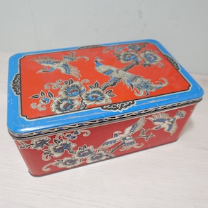 Art deco blik - België - 1930 - groot tin metalen doos met diverse vogels