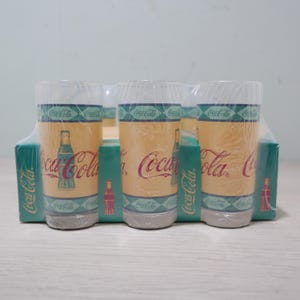 Carafe Coca-Cola 1L Et Ses Deux Verres - Service Vintage Rétro En Verre - Occasion