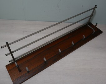 Vintage kapstok met hoeden rek - palissander fineer hout en ijzer - jaren 1960/1970