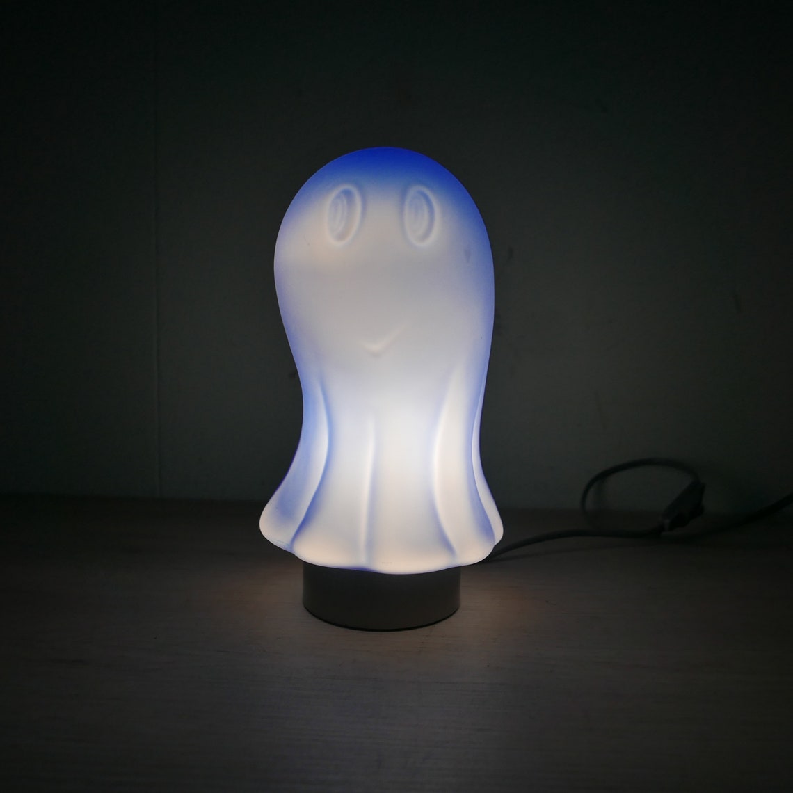 Vintage tafellamp - EGLO - blauw glas - 1980 - schemerlamp - nachtkastlamp, foto 4 di 5