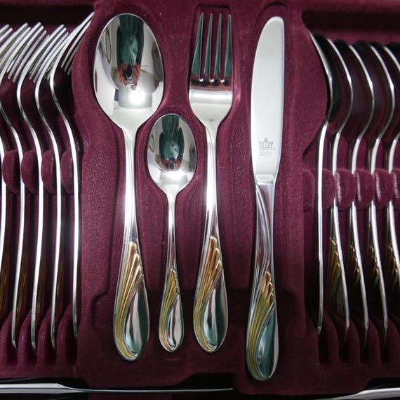 SBS Solingen - Cutlery Set 12 Persons 70-piece - 23/24 Carat Gold