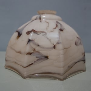Art Deco pink marbled opaline glass pendant lamp cap - France - early 1900s - vintage