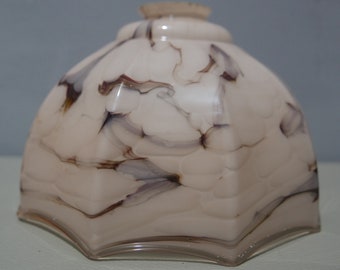 Art-Deco rosa marmoriert Opalglas Hängeleuchte Mütze - Frankreich - frühen 1900er Jahren - Vintage