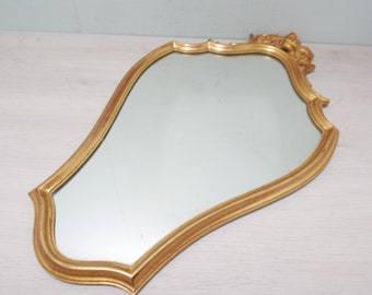 Vintage gilded mirror - 1970s - Deknudt - Belgium - wooden crested mirror