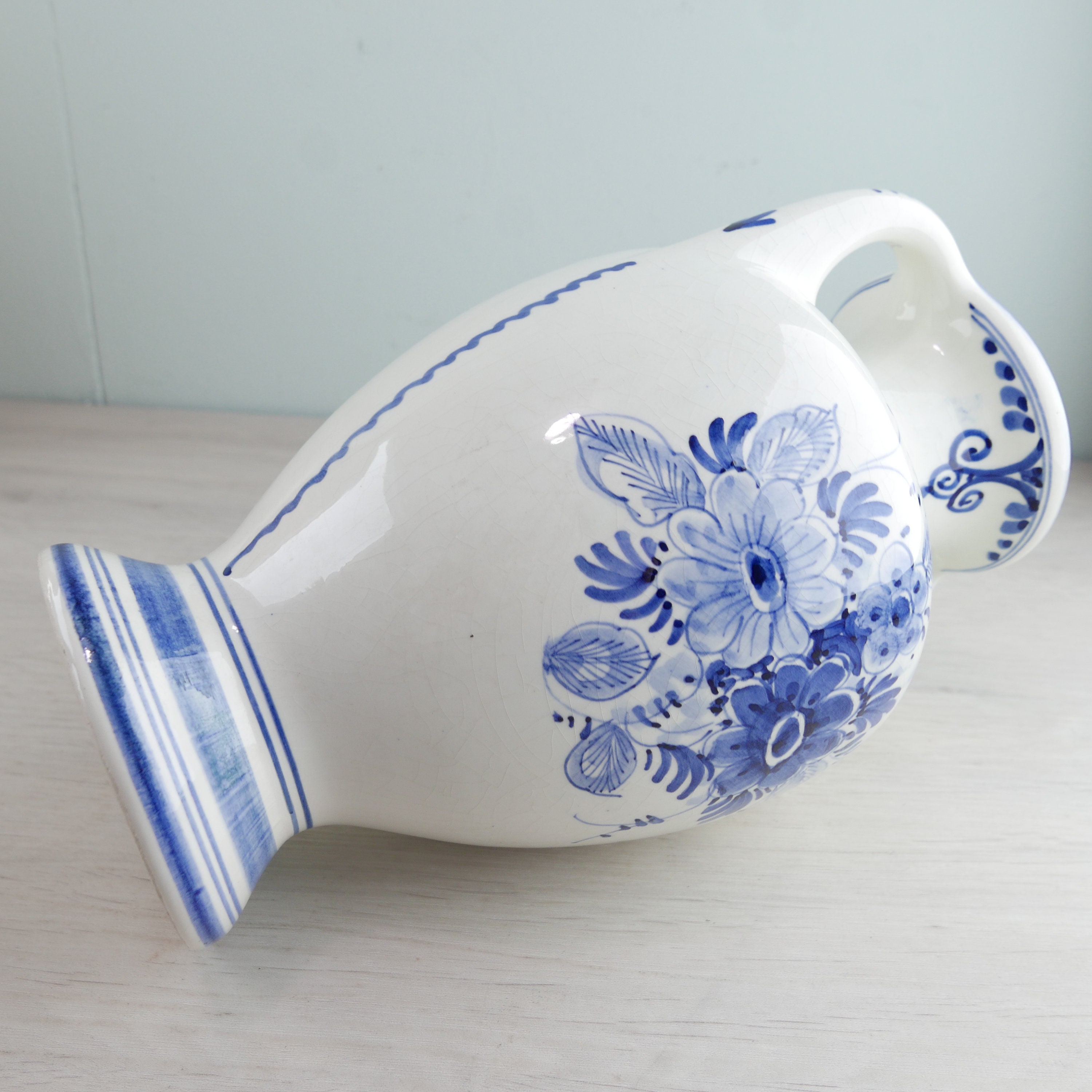 デルフトの青い陶器の花瓶 - オランダ、1970 年代 - Etsy 日本