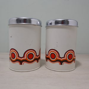 Brabantia 2 storage tins - Netherlands - 1970s - white metal storage jars