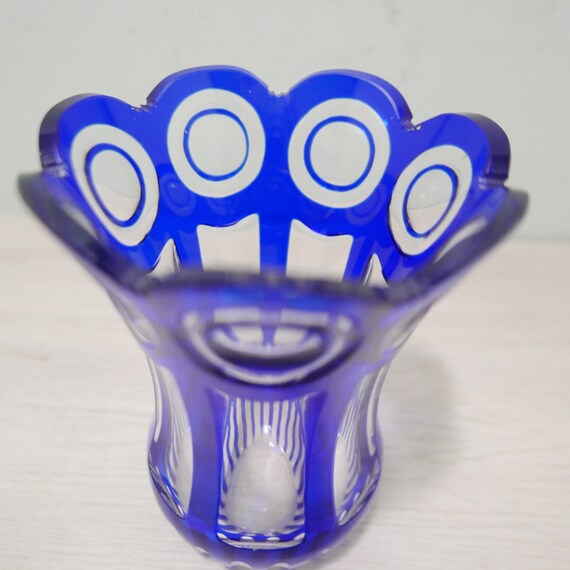 ボヘミアン ガラス 花瓶 ブルー - 1970 - ヴィンテージ - Etsy 日本