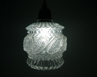 Vintage glass hanging lamp - 1970