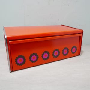 Brabantia bread box - Netherlands 1970s - orange metal - vintage