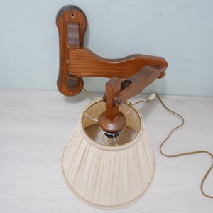 Vintage wooden scissor lamp - 1970 - wall lamp