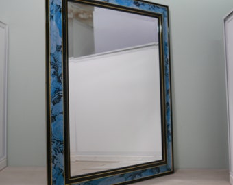 Vintage wooden mirror - 1980 - rectangular model - blue