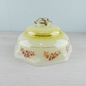 Pantalla de cristal vintage - 1950/1960 - con decoración floral
