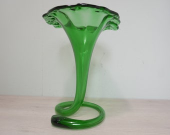 Große italienische Vase aus grünem Glas, Lilienkelch – Stiver Italien – 1970er Jahre – Vintage