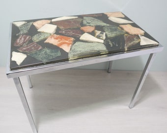 Mesa auxiliar vintage - Países Bajos - 1960 - Diseño de mediados de siglo - Cromo y epoxi