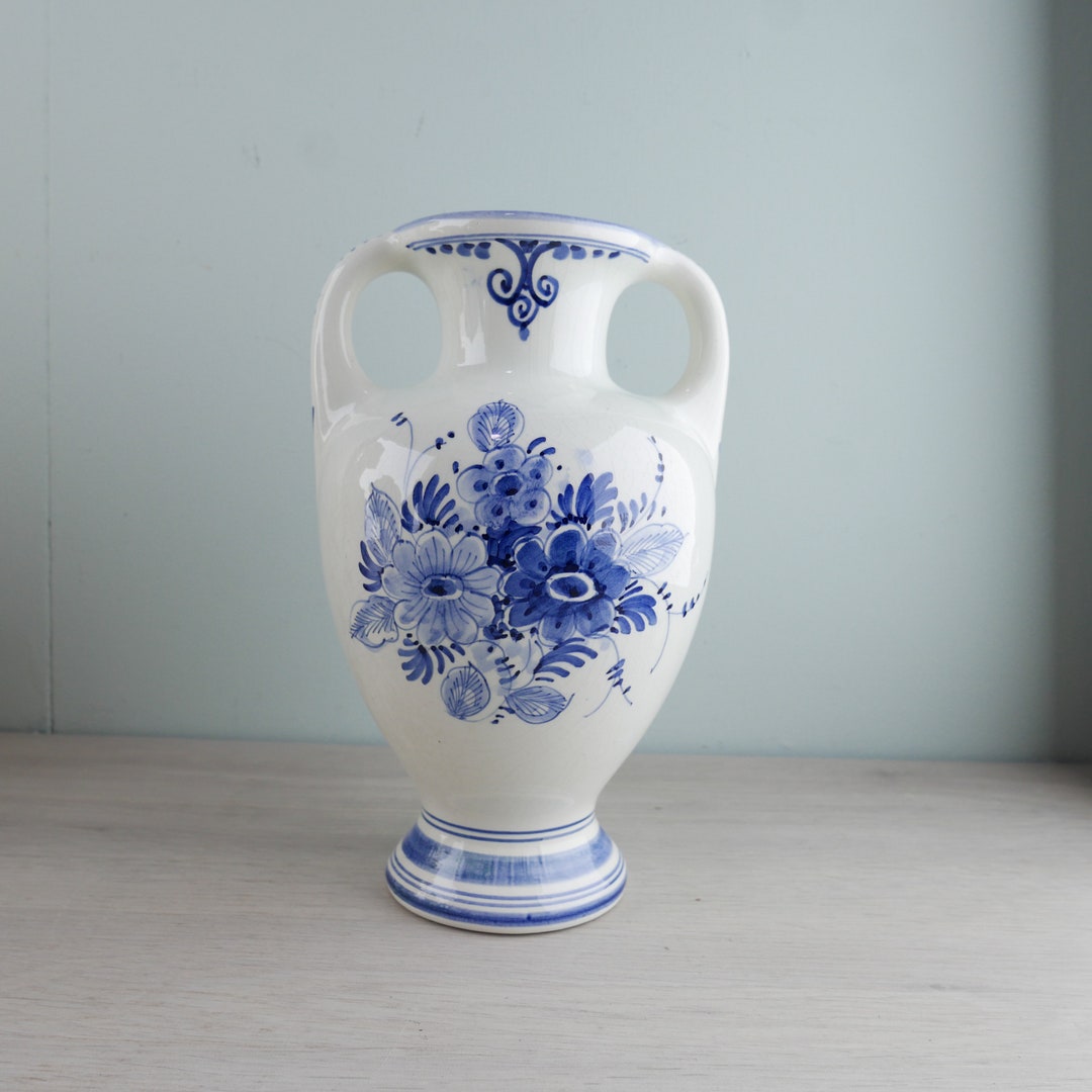 デルフトの青い陶器の花瓶 - オランダ、1970 年代 - Etsy 日本