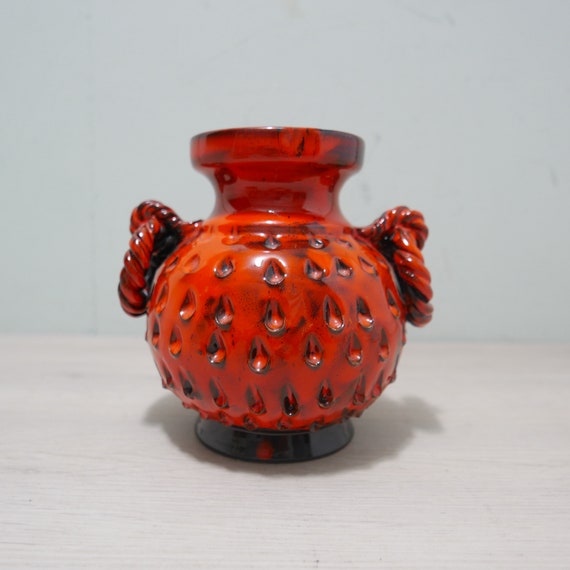 FRATELLI FANCIULLACCI - vintage oranje vaas - keramiek - handgemaakt Italië - 1960