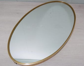 大きな壁ミラー「CHATY VALLAURIS」署名入り、黒錬鉄製ミッド