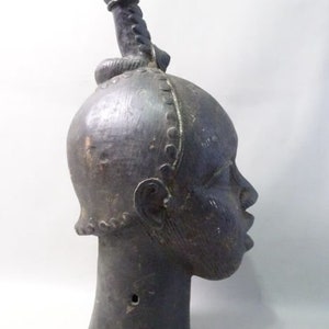 Cabeza de rey OBA de bronce africano de tamaño natural - BENIN - Ciudad de Benin - vintage