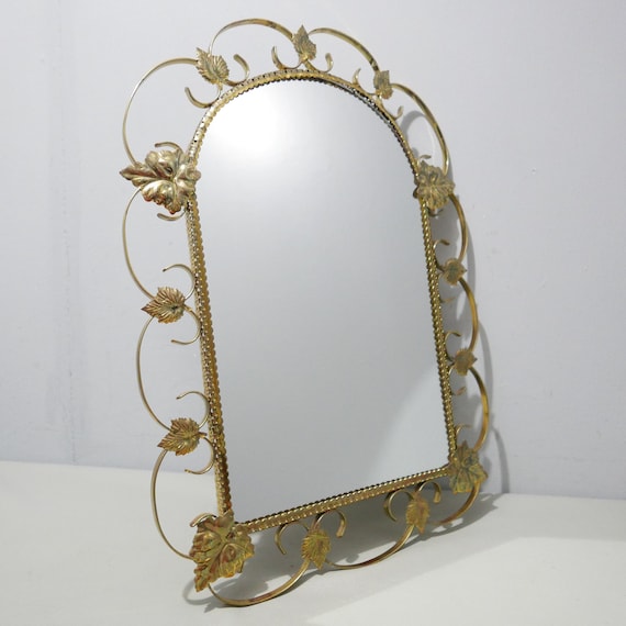 Goed Mantsjoerije solide Vintage spiegel met messing frame 1960s - Etsy België