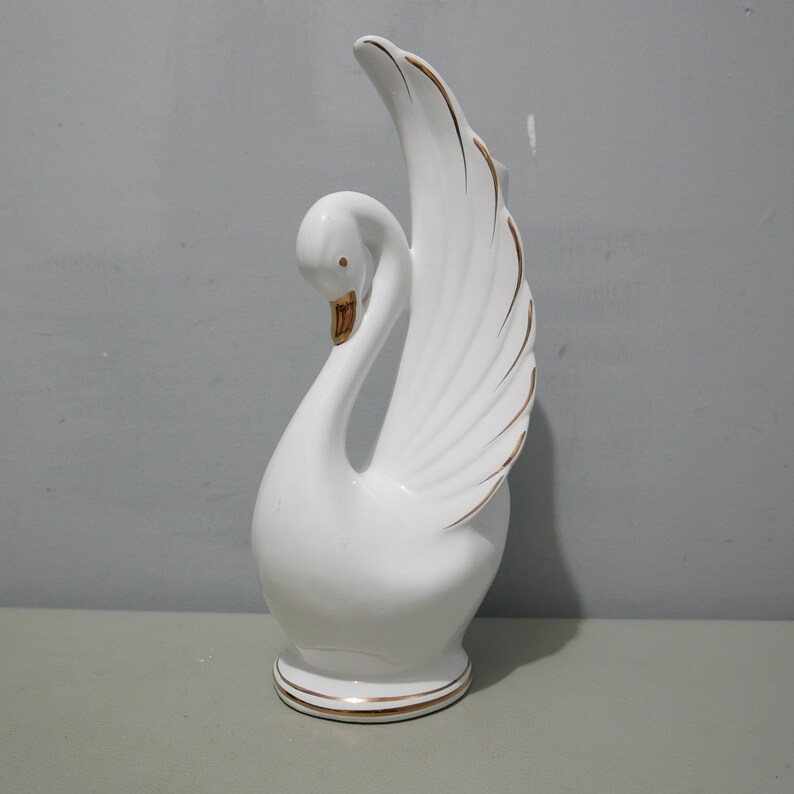 Vintage White Ceramic Swan Vase Italy 1970s Etsy