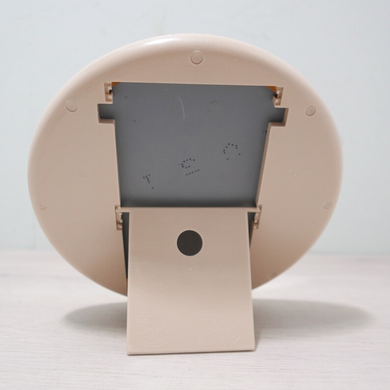 Vintage Tiger Mirror Netherlands 1970 Round Beige Plastic Table Mirror