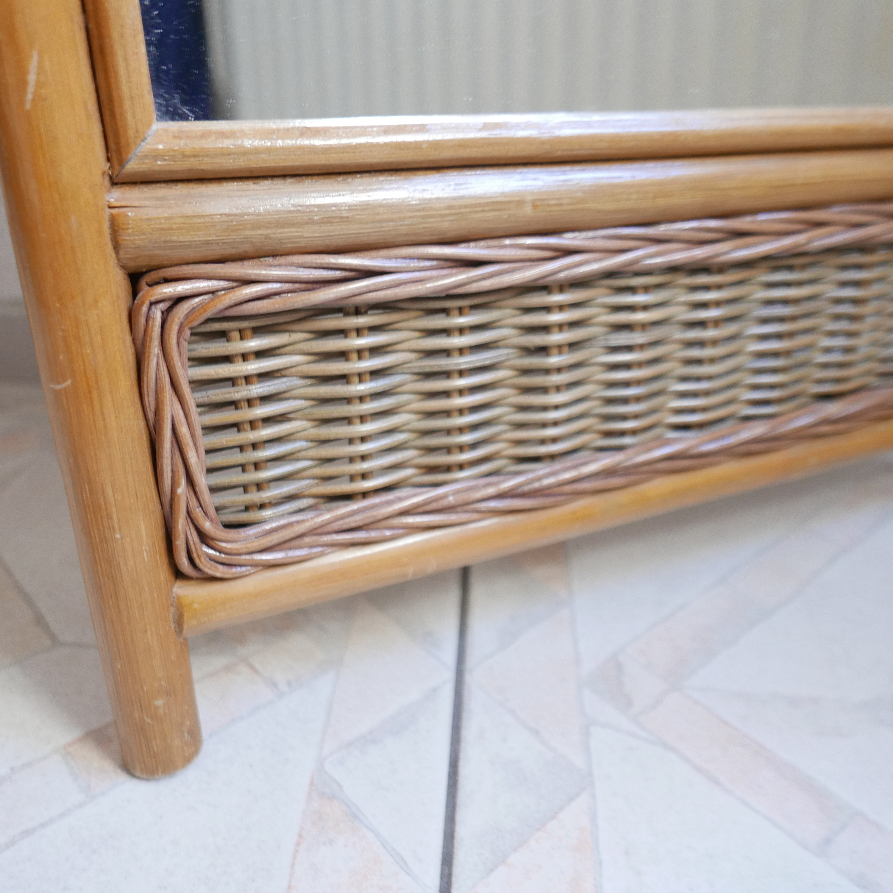 ヴィンテージラタンミラー - 1970年 - ラージサイズ 100 cm - Etsy 日本