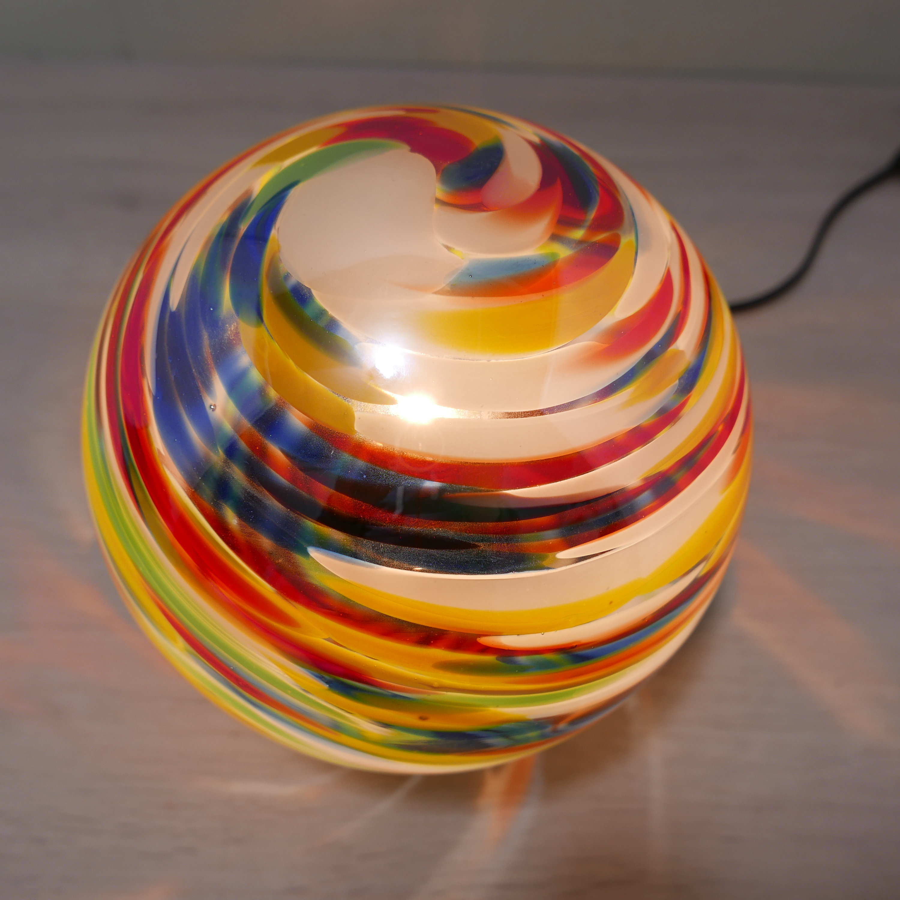 Vintage Glass Ball Table Lamp 1990s Twilight Lamp Etsy