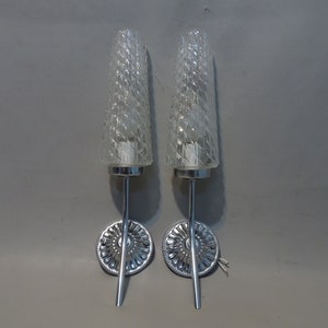 2 glass bedside table lamps - 1980
