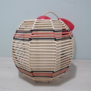 Vintage-Hängelampe – rot-weißer Kunststoff – Mitte des Jahrhunderts – 1950