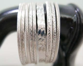 Set of 9 silver plated bracelets - vintage - 1980s