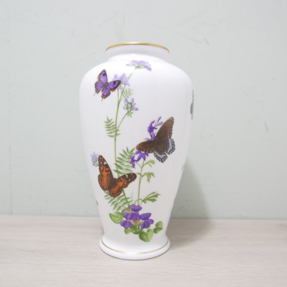 美品 フランクリンポーセリン 牧場の蝶 花瓶 FRANKLIN PORCELAIN/花瓶