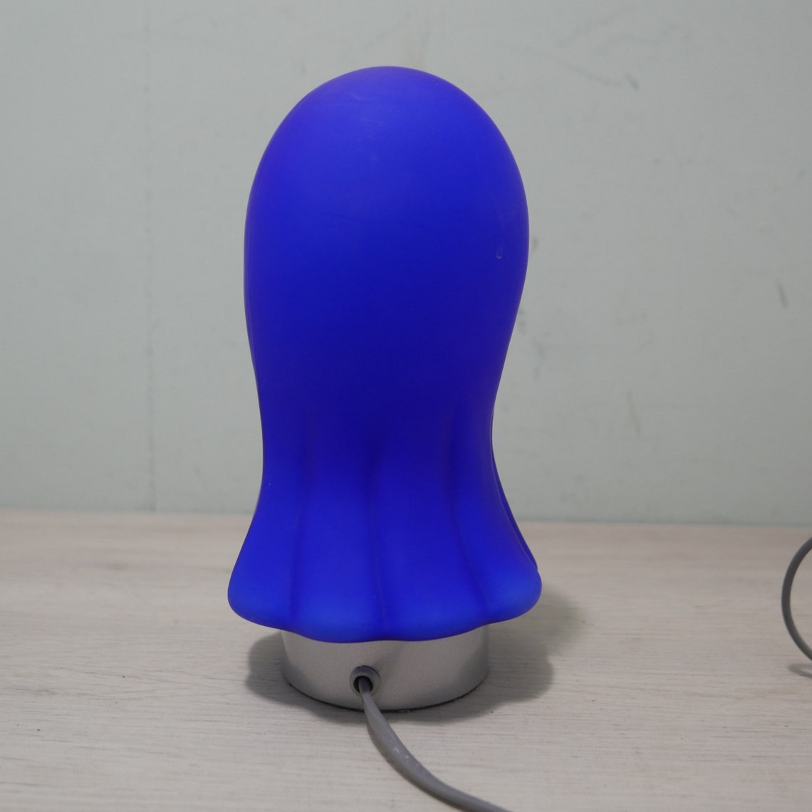 Vintage tafellamp - EGLO - blauw glas - 1980 - schemerlamp - nachtkastlamp, foto 3 di 5