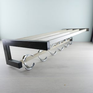 Vintage coat rack with hat rack - brown iron - 1970s