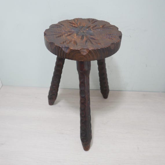 Vintage Wooden Stool - Spain - 1960 - Etsy