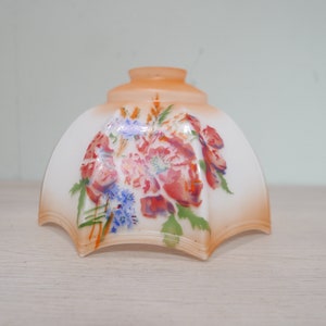 Lampe à suspension vintage en verre blanc avec fleurs - 1960 - milieu du siècle