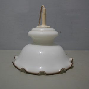 Suspension / abat-jour vintage en verre blanc - 1960