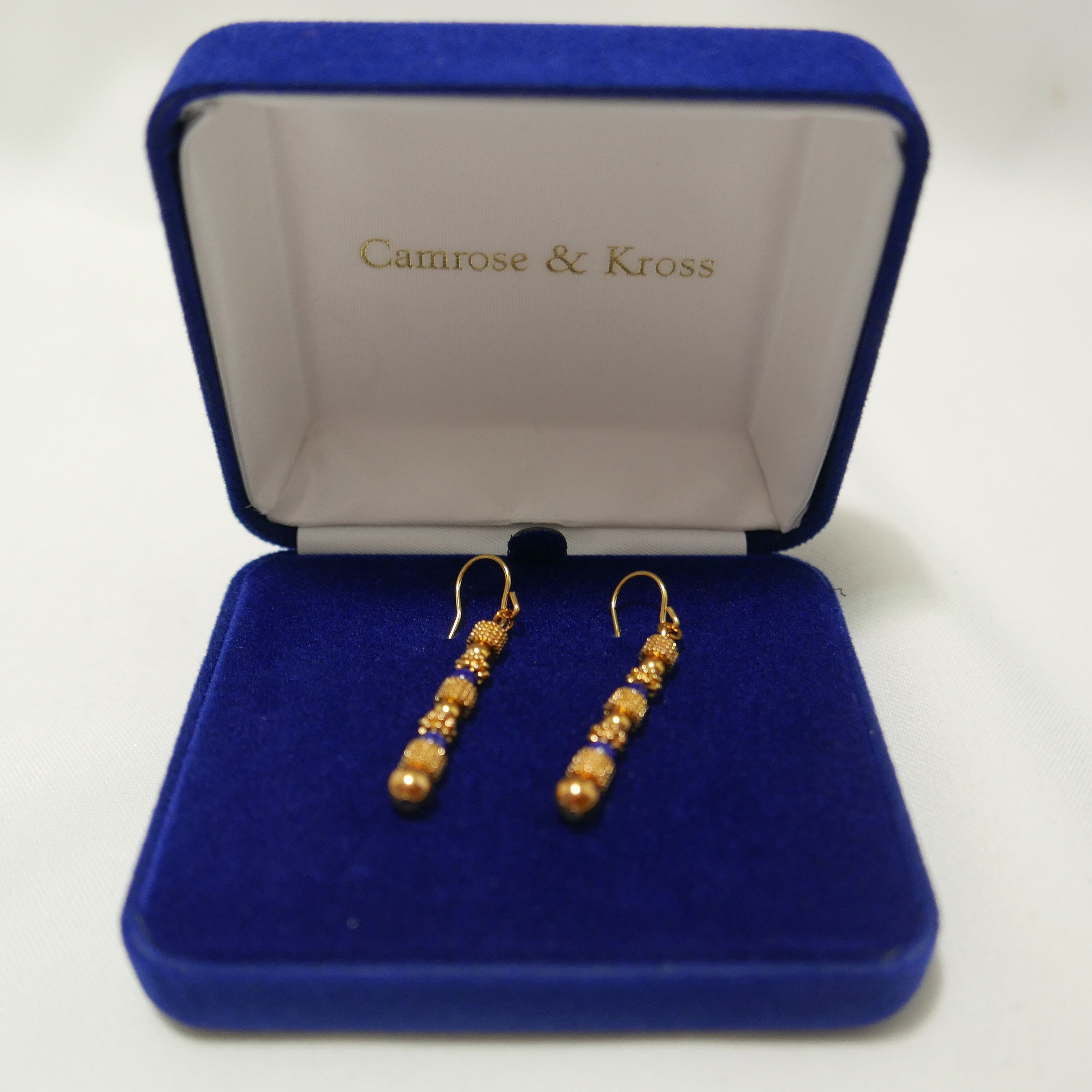 Camrose & Kross - gold-plated earrings with faux lapis - Jacqueline B. Kennedy