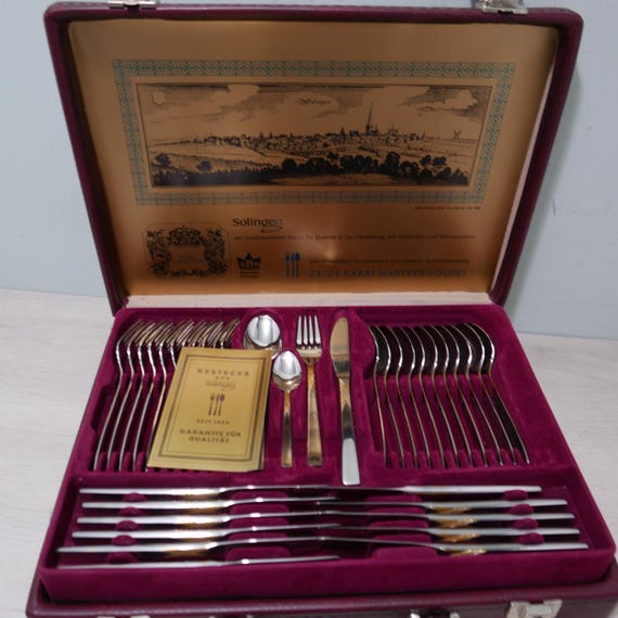 SBS Solingen - Cutlery Set 12 Persons 70-piece - 23/24 Carat Gold
