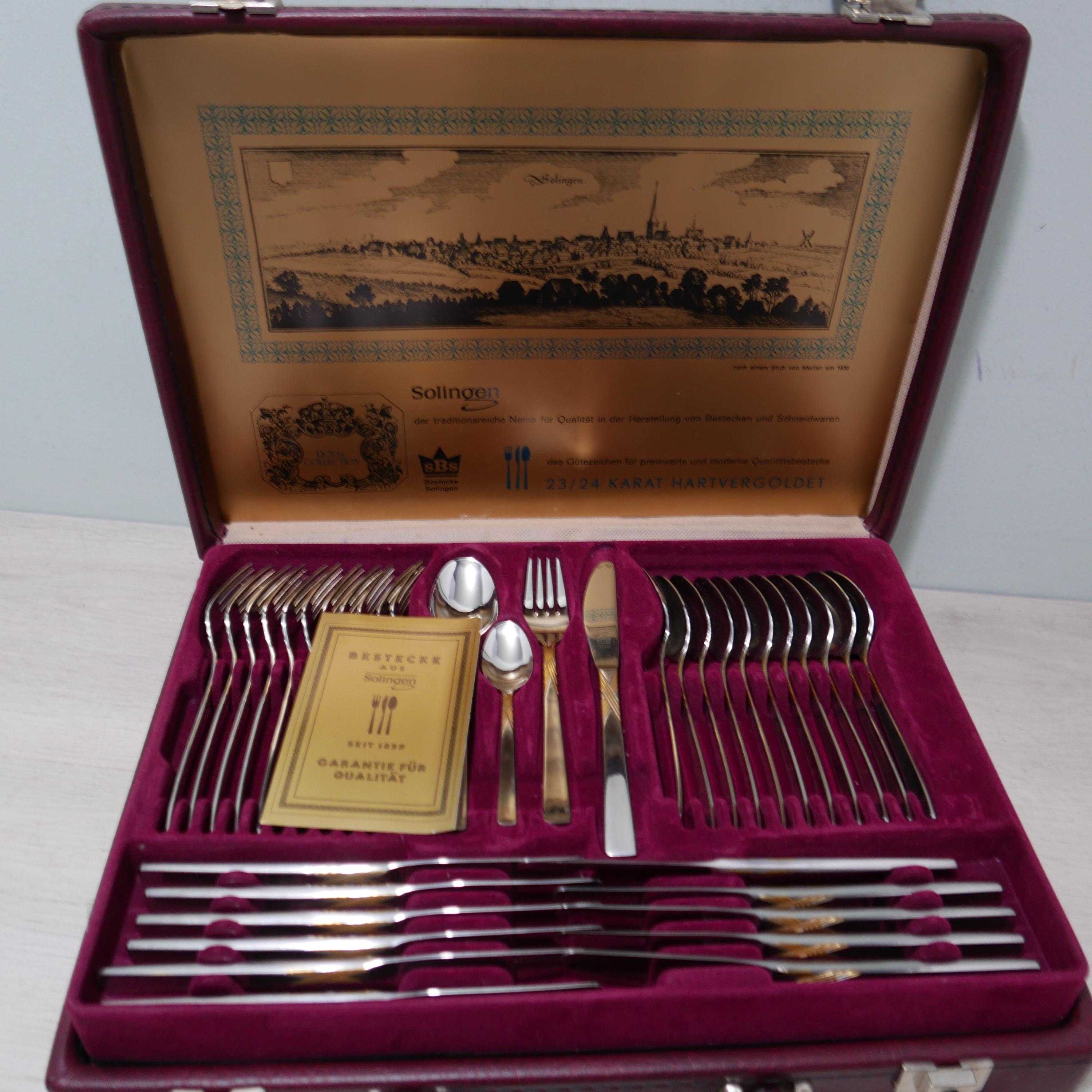 SBS Solingen - Cutlery Set 12 Persons 70-piece - 23/24 Carat Gold