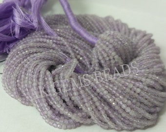 Tiny Lavender Quartz Faceted Rondelle Gemstone Beads Strand, Natural Micro Lavender Quartz Jewelry Making Necklace Beads Wholesale Price