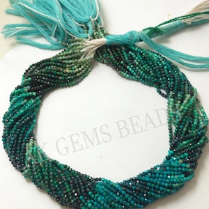 Tiny Chrysocolla Shaded Faceted Rondelle Gemstone Beads Strand, Natural Micro Chrysocolla Jewelry Making Necklace Beads Wholesale Price