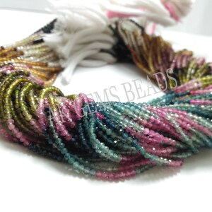 Tiny Multi Watermelon Tourmaline Faceted Rondelle Gemstone Beads Strand, Micro Tourmaline Semi Precious Bead Wholesale Jewerlry Price
