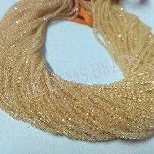 Tiny Citrine Faceted Rondelle Gemstone Beads Strand, Natural Micro Orange Citrine Semi Precious Necklace Bead Wholesale Jewelry Shop