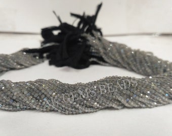 Micro Labradorite Faceted Rondelle Gemstone Beads Strand, Natural Tiny Grey Labradorite Jewelry Making Stone Wholesale Necklace Beads Shop