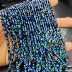 Black Opal Smooth Rondelle Gemstone Beads Strand, Ethiopian Opal Bead, Black Opal Rondelle, Opal 925 Silver Necklace, Welo Opal Fire Bead