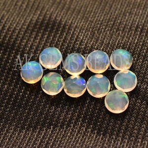 Natural Ethiopian Opal Stone Faceted Round Cut Gemstone-AK Gems Beads