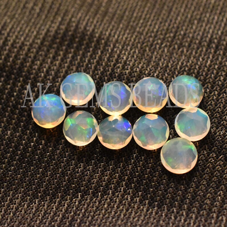 Natural Ethiopian Opal Stone Faceted Round Cut Gemstone-AK Gems Beads