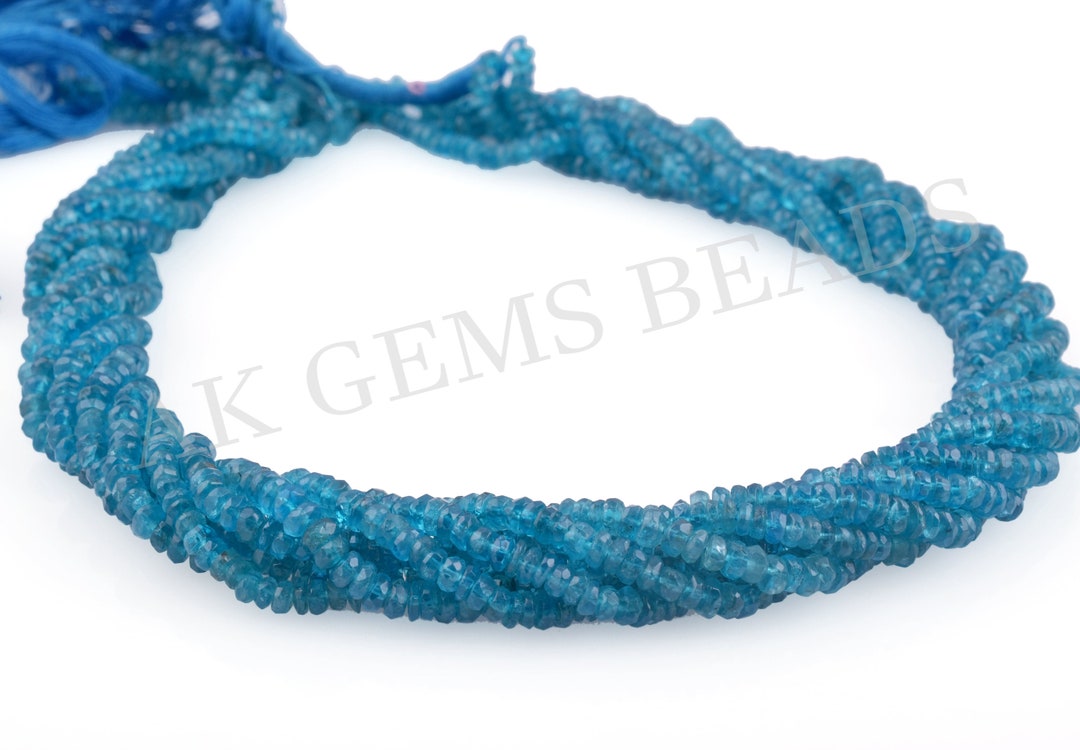 Collier Perles Labradorite Naturelle Bleue - Rondelle à Facettes, Plaqué Argent, Fermoir Homard, 18 Pouces
